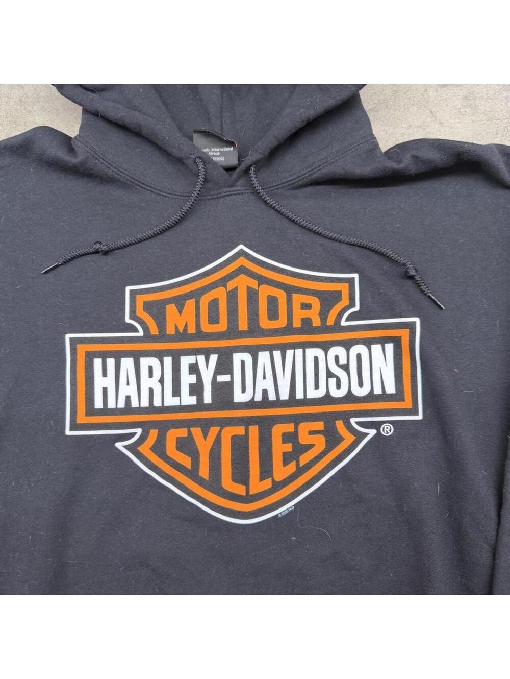 vintage harley davidson big logo black hoodie size xl - Picture 2 of 4